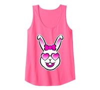 Cute Smiling Bunny Happy Face With Pink Sunglasses And A Bow Tank Top