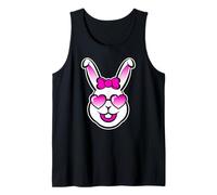 Cute Smiling Bunny Happy Face With Pink Sunglasses And A Bow Tank Top