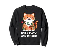 Cute Smiling Cat In Christmas Tree Lights | Meowy And Bright Sweatshirt