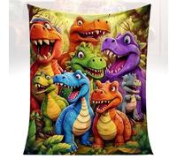 Cute Smiling Dinosaurs Blanket HD Digital Print Flannel, Soft Funny Throw Blanket Cute Smiling Dinosaurs, Cozy Blankets Contemporary Dino Theme All-Season for Bed and Sofa(50''x40'')