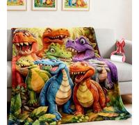 Cute Smiling Dinosaurs Hd Digital Print Flannel, Lightweight Flannel Throw Blanket, Cute Smiling Dinosaurs Hd Digital Print, Contemporary Animal Theme All-Season for Couch Bed Sofa (150 * 100cm)