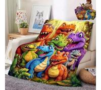 Cute Smiling Dinosaurs HD Digital Print Flannel, Soft Funny Throw Blanket, Cozy Lightweight Dinosaur Blanket for Kids and Adults, Warm Nap Throw for Couch Bed Sofa Home Travel Decor(27.6*39.4in)