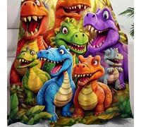 Cute Smiling Dinosaurs HD Digital Print Flannel, Soft Funny Throw Blanket, Cozy Lightweight Flannel Blanket for Couch Bed Sofa, Warm Ultra-Soft Nap Throw for Home Travel Decor(59 x 78.7inches)