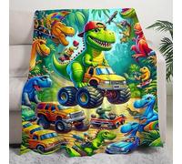 Cute Smiling Dinosaurs HD Digital Print Flannel, Soft Funny Throw Blanket, Lightweight Colorful Dinos Print Gift,Christmas Birthday Gift for Kids Adults (100 * 75cm,B)