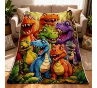 Cute Smiling Dinosaurs Hd Digital Print Flannel, Soft Funny Throw Blanket with Colorful Dinos Print, Cozy Dragon Blanket Gifts for Kids Boys Girls Birthday Christmas (27.6 * 39.4in)