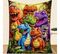 Cute Smiling Dinosaurs HD Digital Print Flannel, Ultra-Soft Funny Throw Blanket, Fuzzy Lightweight Throw for Toddler Adults, All-Season Warm Cover for Couch Bed Travel & Nap Decor (50x60in)