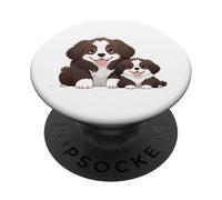 Cute Smiling Dog and Puppy Duo Cartoon Art PopSockets Adhesive PopGrip