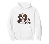Cute Smiling Dog and Puppy Duo Cartoon Art Pullover Hoodie