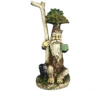 Cute Smiling Elephant Figurine Solar Lights for Patio(Drink Coffee)