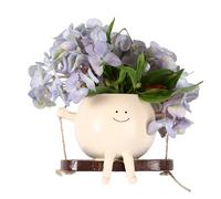 Cute Smiling Face Hanging Flower Pot with Swing Planter for Outdoor Garden Decor