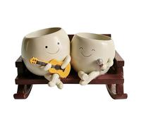 Cute Smiling Face Swing Flower Planter, Whimsical Decorative Pot, Pots With Drainage Hole for Garden Patio Balcony Windowsill Tabletop Home Office Holiday Birthday