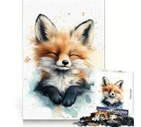 Cute Smiling Fox Watercolor 1000 Piece Jigsaw Puzzles for Adults Relax Game Good Thick Fun Hobby Xmas Surprise (50x75cm)