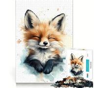 Cute Smiling Fox Watercolor 1000 Piece Jigsaw Puzzles for Adults Relax Game Good Thick Fun Hobby Xmas Surprise (50x75cm)