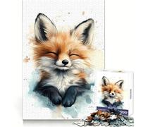 Cute Smiling Fox Watercolor 1000 Pieces Jigsaw Puzzles for Teenagers Restful Game Tight Edge Family Bond Wall Art (38x26cm)