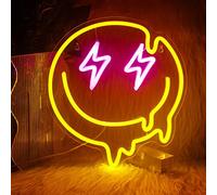 Cute Smiling LED Neon Light,Neon Smiley Sign,Acrylic Neon Sign,for Bedroom,Children's Room,Shopping Mall,Bar,Party,Wedding Decoration (Smiling Face 2)