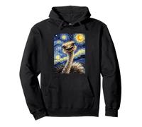 Cute Smiling Ostrich Van Gogh Starry Night Inspired Art Pullover Hoodie