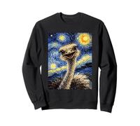 Cute Smiling Ostrich Van Gogh Starry Night Inspired Art Sweatshirt