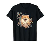 Cute Smiling Pomeranian Dog Breaking Wall T-Shirt