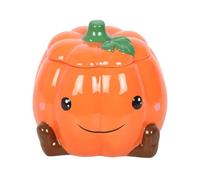 Cute Smiling Pumpkin Oil Burner and Wax Warmer - Ceramic Autumn Decor with Star Cut-Outs, Perfect for Fall Scents, Removable Lid for Safe and Easy Use