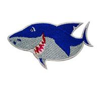 Cute Smiling Shark, Silver and Blue Shark, Blue Shark Patch, Baby Shark Patch, Animal Patch, Cartoon Patch, Kids Patch Embroidered Iron on Sew on Patch Badge for Clothes etc. 8x4.5cm