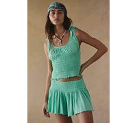 Cute & Smocked Cotton-Jersey Short Set by free-est at Free People in Jade Mint, Size: Small - female