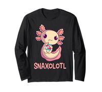 Cute Snack Eating Axolotl Lover Snaxolotl Kawaii Axolotls Long Sleeve T-Shirt