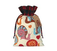 Cute Snail Christmas New Year Candy Gift Bags S Size Drawstring Bags for Kids Xmas Holiday Xmas Eve Presents