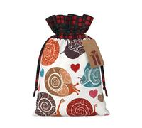 Cute Snail Color Blocked Linen Drawstring Gift Bag, Reusable Gift Bag