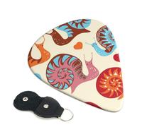 Cute Snail Guitar Plectrums, 6 Guitar Plectrums, Printed on both sides for Electric Guitar Bass Ukulele (0.46 mm 0.71 mm 0.96 mm)