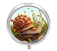 Cute Snail Pill Box PortablePill Organizer Travel Pillcase for Pocket Or Purse Medicine Pill Container with Mirror 3 Compartments Daily Medicine Organizer