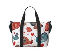 Cute Snail Print Large Travel Duffel Bag Foldable Lightweight Weekender Bags, Carry On Overnight Tote Bags, Gym Duffel Bags Hospital Bags Yoga Bags For Women Men, Black, One Size