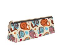Cute Snail Print Student Pencil Case Large Capacity Triangle Pouch Daily Essentials School College