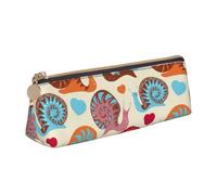 Cute Snail Print Student Pencil Case Large Capacity Triangle Pouch Daily Essentials School College