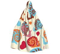 Cute Snail print Unisex Medieval Viking Hooded Cape Cloak for Halloween Cosplay, Christmas Party Costume Outfits