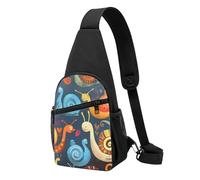 Cute Snail Printed Chest Bag Sling Bag for Men Women, Outdoor Crossbody Fanny Packs Hiking Chest Packs Sport Daypacks