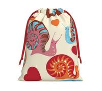 Cute Snail Printed Christmas Drawstring Gift Bags For Decorating Christmas Trees Staircases And Porches Party Favors Wedding Decor & Holiday Packaging 3 Sizes