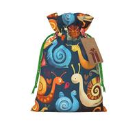 Cute Snail Printed Christmas Drawstring Gift Bags-Xmas Wrapping Bags,Candy Bag,For Holiday Party Decorations,Wedding Party Supplies S Green Christmas Ribbon