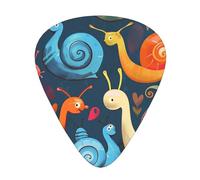 Cute Snail Printed Custom 12 Pieces Guitar Pick In A Box,The Pick Makes Sound Clear, Ukulele, Electric Bass (0.46 0.71 0.96mm)