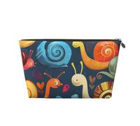 Cute Snail Printed Travel Cosmetic Bags with Gold Zipper Makeup Organizer Cosmetic Case Toiletry Bag for Women Mom Girls