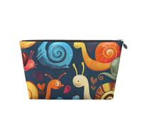 Cute Snail Printed Travel Cosmetic Bags with Silver Zipper Makeup Organizer Cosmetic Case Toiletry Bag for Women Mom Girls