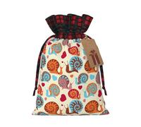 Cute Snail Printing 4.7x6.9 Inch Christmas Bag Drawstring Closure,For Christmas Anniversaries Birthdays,Holds Gifts