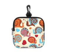 Cute Snail Square Zipper Pouch with All-Over Print,Waterproof Rubber-Fabric, Lightweight Durable Small Organizer Bag for Coins, Cards, Keys
