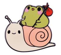 Cute Snail With Frog Enamel Pin Cartoon Animal Froggy Brooch Pins Funny Metal Lapel Pins Badge for Women Girls Children for Clothing Bag Decor