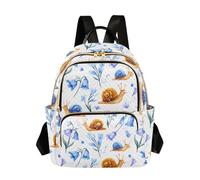 Cute Snails Bluebells A Backpack Women Ladies Handbag Shoulder Bag Casual Daypack Gift for College Work Small