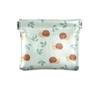 Cute Snails Leaves Green Pattern PU Leather Coin Purse Mini Portable Small Pocket Size Coin Pouch and Card Holder for Women and Men