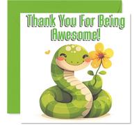 Cute Snake Thank You Card for Girls and Boys, Awesome Animals