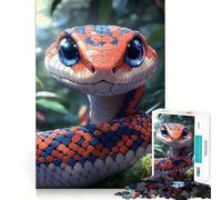 Cute Snake with Big Blue Eyes 1000 Pieces Jigsaws Adults Puzzles Think Smart Bright Print Home Activity Unique Gift (38x52cm)
