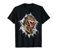 Cute Snakes Crawling Out of Ripped Design T-Shirt