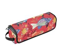 Cute Snapper Fishes Red 2 in 1 Hair Tools Organizer and Heat Resistant Mat Large Capacity Hair Tool Organizer for Flat Irons, Straighteners, Curling Irons Portable Organizer
