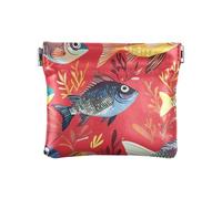 Cute Snapper Fishes Red Women's Small Leather Coin Purse Wallet Convenient Mini Cosmetic Case for Girls Ladies Handbag, Cute Snapper Fishes Red, 4.33"(L) x 3.74"(W) x 0.39"(H), Classic